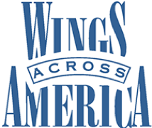 Wings Across America's Logo and a link to the Wings Across America website: wingsacrossamerica.us